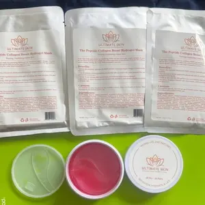 Brightening Collagen Face Skincare Kit - 3 Face Masks, 60 Eye Patches, Hydrating, Anti-Aging, Skin Repair, Smooth, Glowing, Lifted Skin