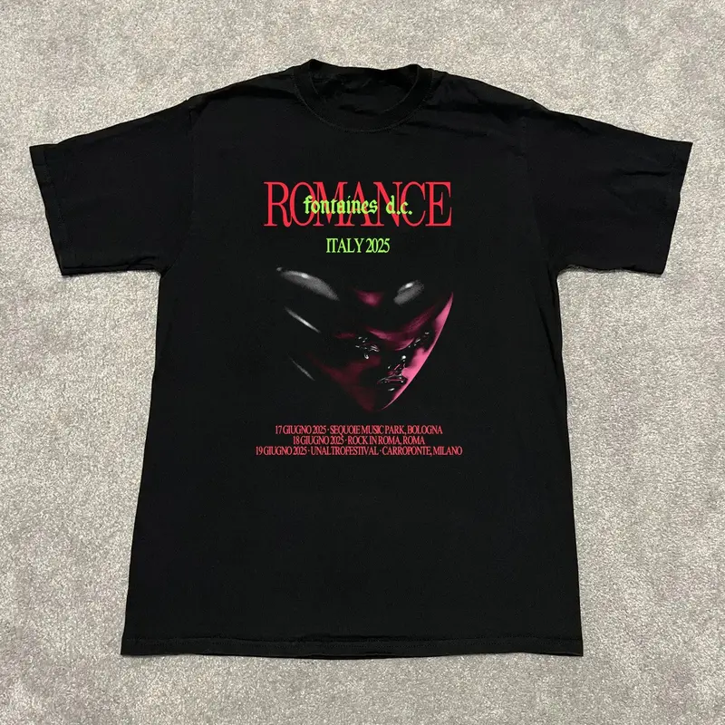 fontaines d.c. グラフィックTシャツ M 黒/緑 Fontaines D.C. USA & Canada Tour Black T-shirt | Fontaines DC (US