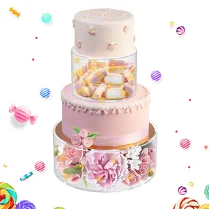 2 Pcs Acrylic Cake Stand for Party Wedding Cake Stand Clear Cake Cupcake Display Stand (6".10") Centerpiece Tier Floating Cup Cake Supports Stands for Stacking