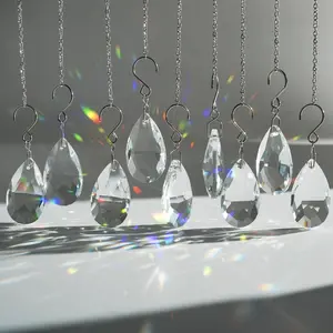 10 count  Sun Catcher, 38mm Hanging Clear Teardrops Chandelier  Parts Prisms Pendants with Hook for Windows Lamps and Lanterns Party Birthday Decorations Home Decor (Clear)