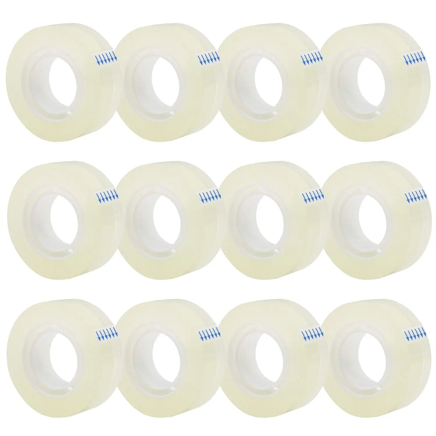 12 Rolls Transparent Tape Refills, Clear Tape, All-Purpose Transparent Glossy Tape for Office, Home, School
