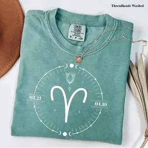 Comfort Colors [Full 12 Zodiac] Minimalist Aries Shirt, Birthday Gifts For Aries, Zodiac Astrology Horoscope Shirt, Aries Sign Shirt, Aries Zodiac Tee Shirt Top Womenswear Gift for Her