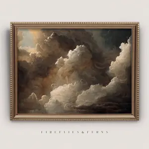 Gothic Sky - Cloud Study, Dark Academia Print, Goth Wall Decor, Oil Painting, Aesthetic, Moody Cottagecore Desk Decor