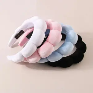 2024 Women's Fashion Sponge Puffy Bubble Headband, Retro Terry Cloth Makeup-Friendly Hair Accessory, Makeup-Friendly Headbands