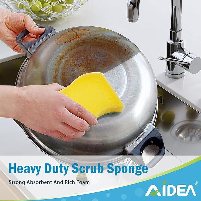 Heavy Duty Scrub Sponge-50 Count, Cleaning Sponge, Kitchen Dish Sponge, Effortless Cleaning Eco Scrub Pads for Dishes,Pots,Pans All at Once