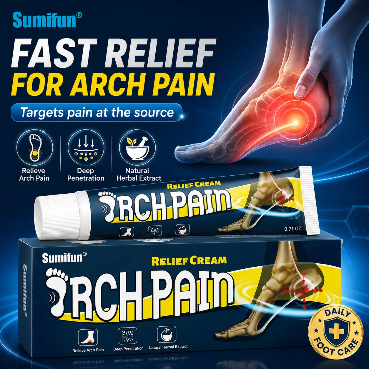 Foot soothing care cream Arch massage cream Refreshing, easily absorbed daily foot care Arch discomfort relief cream Sole pressure relief cream Foot care for prolonged standing and walking, Wellness, Therapy Healthcare Therapeutic