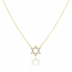 18K Gold Plated Pave Star of David Pendant Necklace