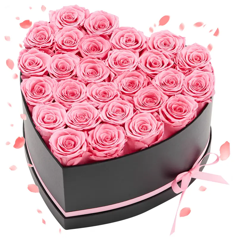 VEVOR Rosy Eternal Flower Bouquet - 27 Colorful Roses in Heart Shape Box, Decorative Artificial Floral Accent, Room Decor for Women, Gifts for Female Adults, Birthday & Anniversary Gifts for Her