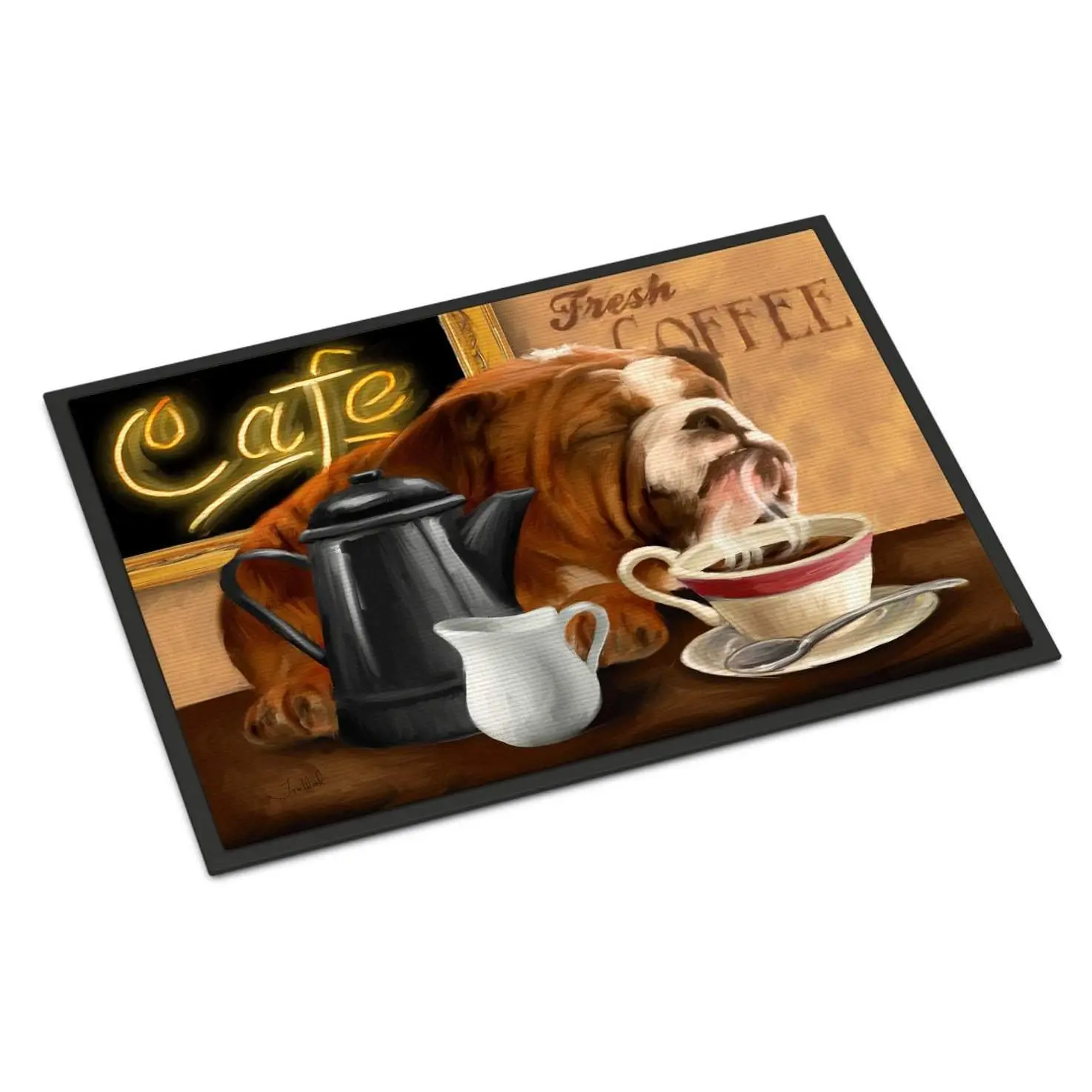 English Bulldog Dyed Image Indoor-Outdoor Mat, 24x36 in Polyester Felt, Weatherproof Durable Household Textile Rug PTW2061JMAT