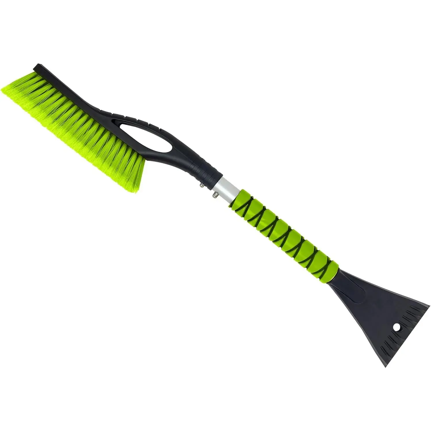 Econour 27" Snow Brush and Ice Scrapers for Car Windshield (1 Pack), Window Ice and Snow Scraper with Ergonomic Foam Grip, Snow Windshield Scraper with Aluminum Body, Winter Car Accessories (Green)
