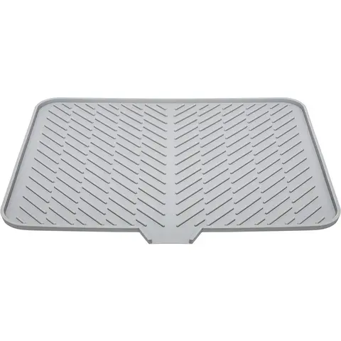 Luxet Silicone Dish Drying Mat (23x17in, Grey) – Kitchen Household Products with Built-in Drain Lip, Hygienic, Sturdy, Compact, Easy-to-Clean Tray for Surface Protection & Water Build-Up Prevention