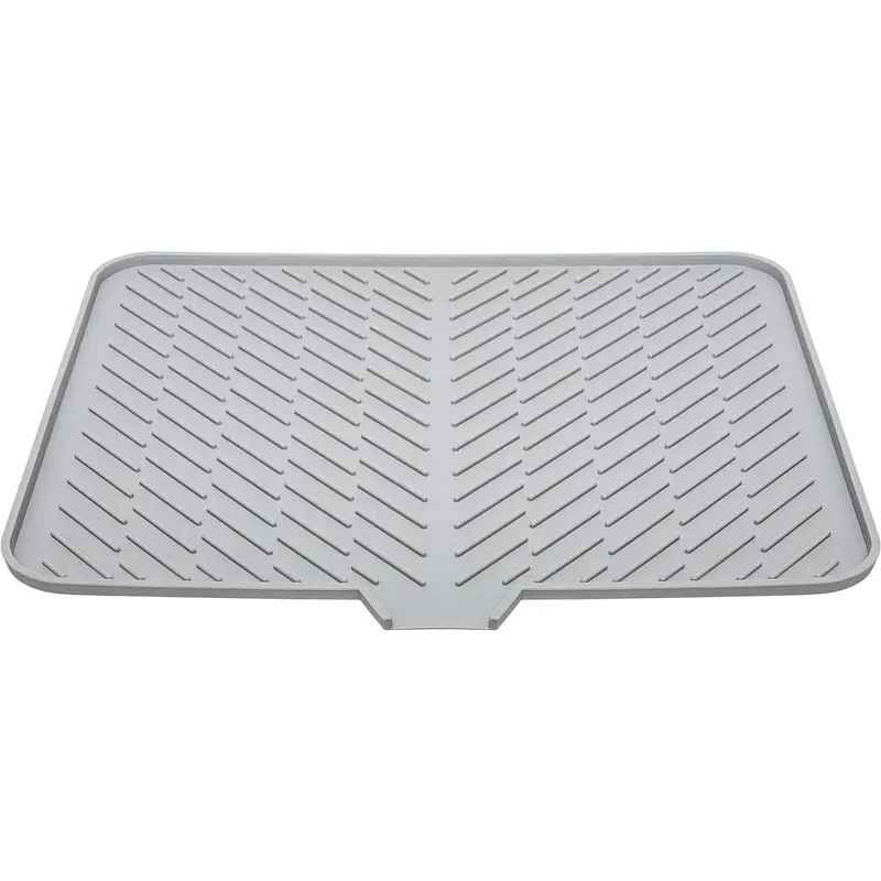 Luxet Silicone Dish Drying Mat (23x17in, Grey) – Kitchen Household Products with Built-in Drain Lip, Hygienic, Sturdy, Compact, Easy-to-Clean Tray for Surface Protection & Water Build-Up Prevention