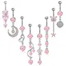 Women's Moon & Heart & Butterfly & Rhinestone Decor Chain Belly Ring, Navel Ring, Belly Button Rings Casual Trendy Charm Cute Playful Belly Ring for Crop Top, Body Piercing Jewelry, Body Jewellery for Daily & Party