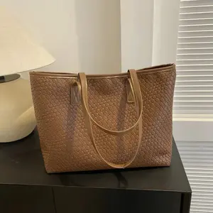 Large Capacity Top Bag with Textured Leather Finish and Durable Handles for Everyday Use