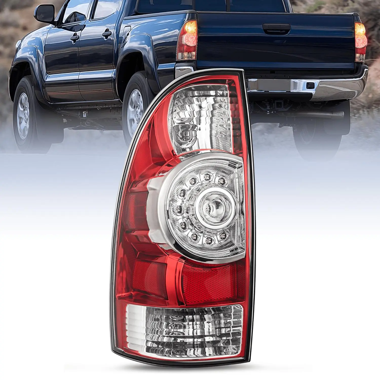 Nilight 2005 2006 2007 2008 2009 2010 2011 2012 2013 2014 2015 Toyota Tacoma Tail light Assembly Rear Lamp Replacement LED Lens Driver Side
