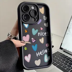 A Graffiti Dopamine Color Heart Pattern Matte Anti-drop Phone Case, Suitable for iPhone 17 Air/16 Plus/15 Pro Max/14 Pro/13/12/11/XS Max/X Phone Case, Ideal Gift for Family, Friends, Lovers, Boyfriend, Girlfriend, Best Choice for Holiday Gifts TY573