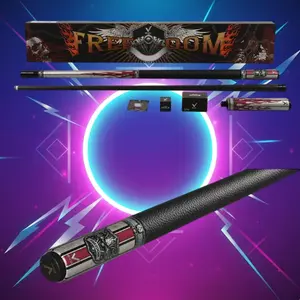 EVO Freedom Maxbing Edition Cue - Crimson Flame Finish, Carbon Fiber Shaft, Pro Taper, Black Crocodile & Lizard Embossed Microfiber Leather Wrap, Complete Player Kit (6-inch Extension, TIME Tip, Glove, Chalk)