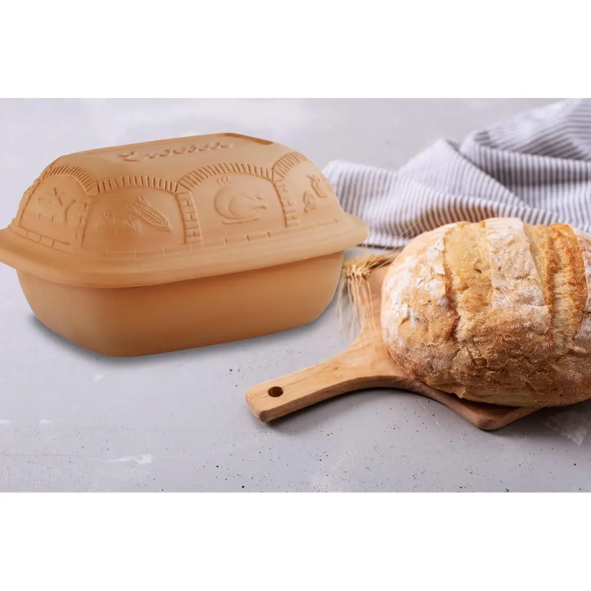 212 MAIN Eurita 4 Qt. Clay Roaster with Glass Steam Lid - Durable Kitchenware for Home Cooking Use