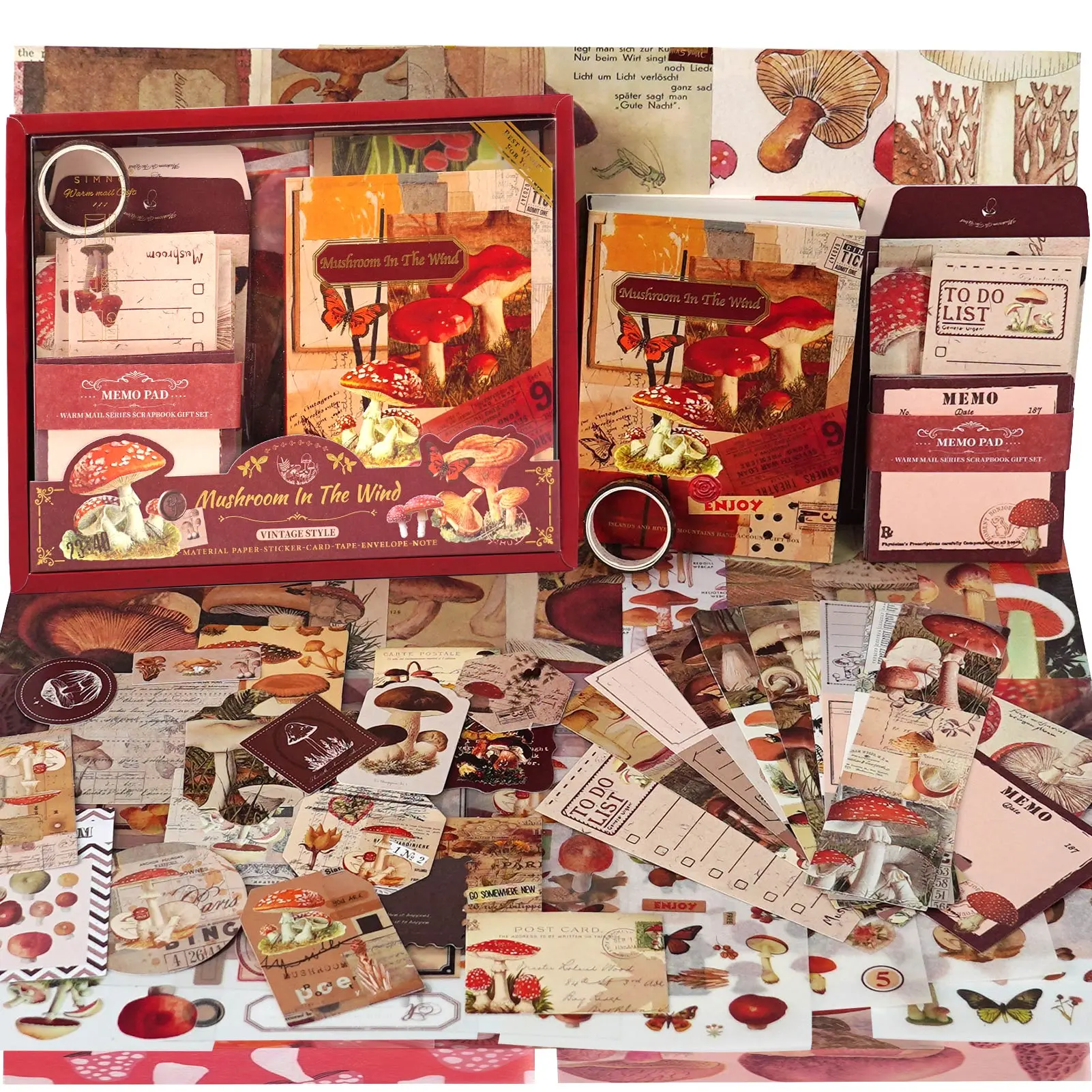 Funto Scrapbooking Kit(123 PCS), Warm Mail Series-Cyan Looked at Wild Dome, Perfect for Bullet Scrapbooking Materials, Planner DIY Arts Craft Collage