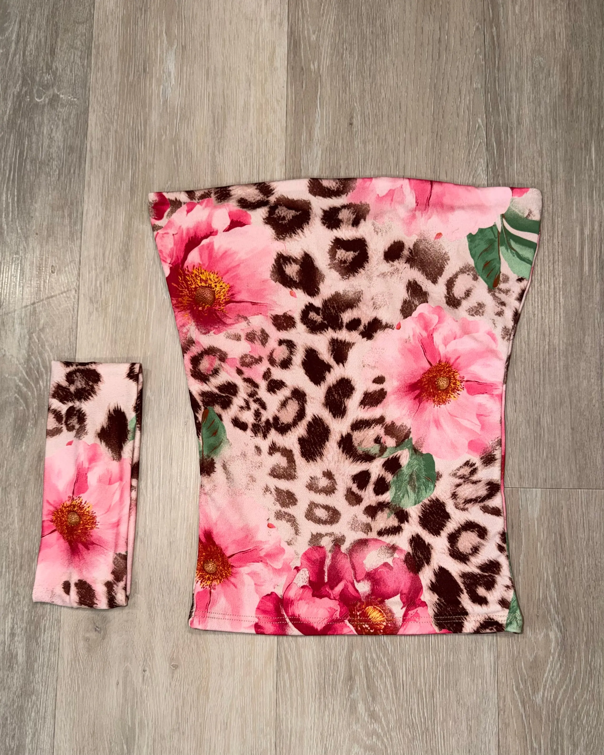 Hailey Tube Top w Headband (Pink Floral)