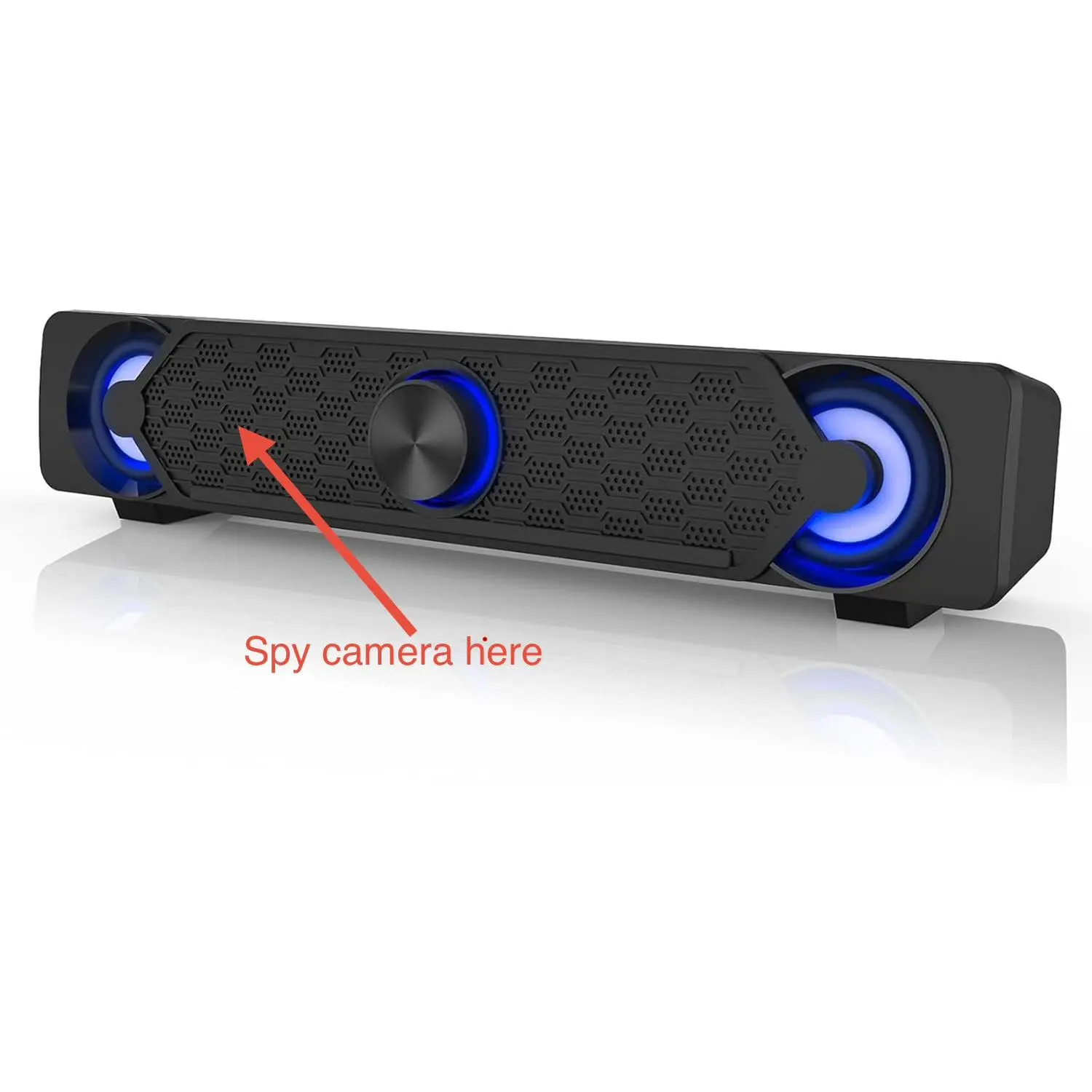Hidden Camera Computer Speakers USB Powered Mini Soundbar 4K/1080P Resolution Motion Detection with Audio