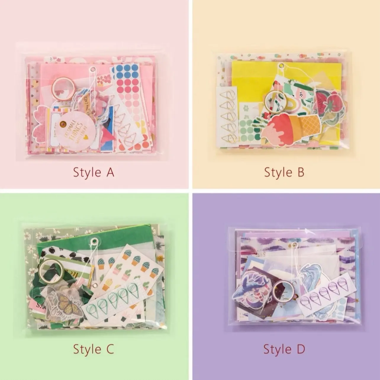 Srapbooking Stationery Kit with 107 Pieces in 4 Styles
