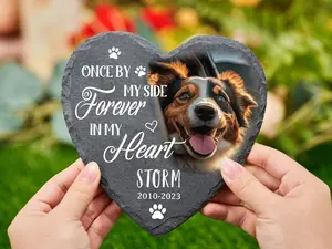 Personalized Pet Memorial Stone with Photo | Custom Dog Grave Marker | Pet Headstone for Garden | Pet Loss Gift