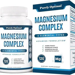 Magnesium Complex Supplement - Magnesium Citrate, Malate, Taurate, Oxide, Bisglycinate Chelate, Aspartate 500mg - for Sleep, Leg Cramps, Muscle, Heart - Max Absorption, Gluten-Free, Non-GMO 120 Caps