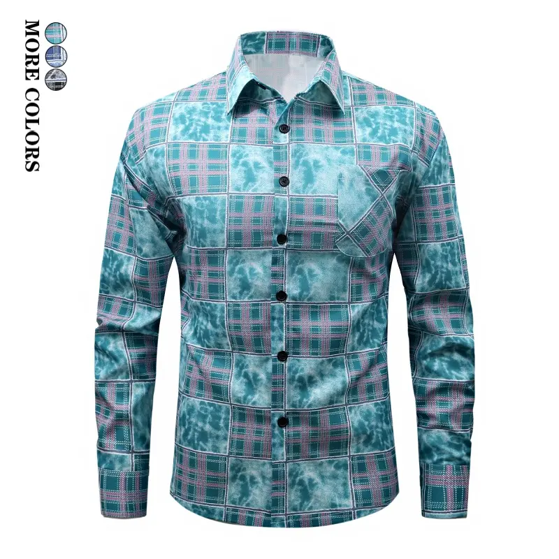 Plaid‑print long‑sleeve collared shirt for casual gatherings and city shopping, suitable as an inner layer or worn on its own