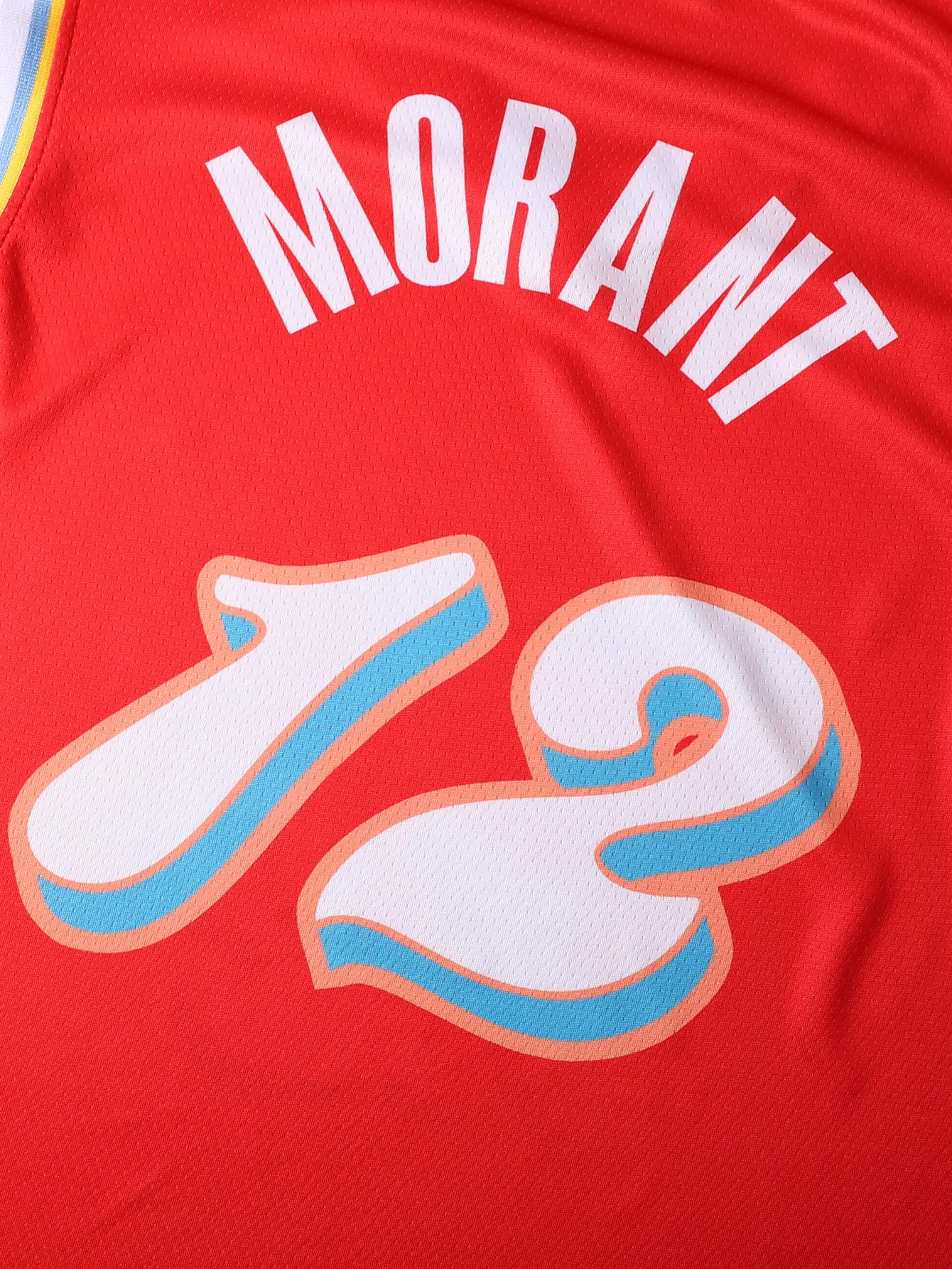 Men's #12 Memphis Red Mesh Basketball Jersey V-Neck Breathable Lightweight Sleeveless Top for Game Day & Leisure Time