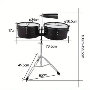 13" & 14" Carbon Steel Timbales Drum Set with Stand, Cowbell & Chrome Finish