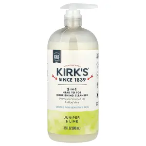 Kirk's 3-In-1 Head To Toe Nourishing Cleanser, Juniper & Lime, 32 fl oz (946 ml)