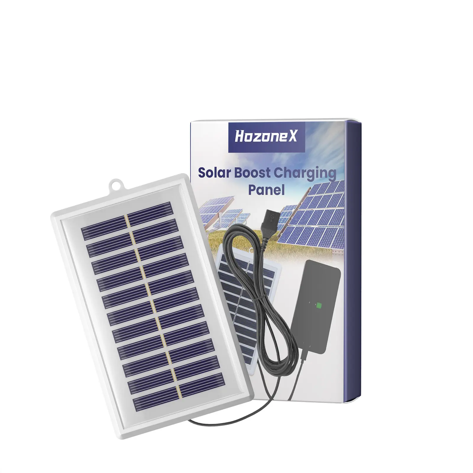 HozoneX solar boost charging panel, solar photovoltaic panel voltage regulator mobile phone charger polycrystalline charging panel