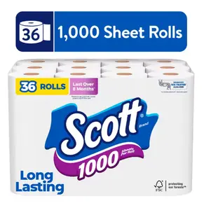 Scott 1000 Toilet Paper, 36 Rolls, 1,000 Sheets per Roll