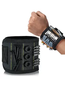 Magnetic Wristband Tool Holder - Neodymium Magnets, Adjustable Hook-Loop Strap, Fits Wrists 7-11", Hands-Free Organizer for Screws, Nails, Drill Bits, DIY Gift for Men, Dads, Adjustable Strap, Hands-Free Tool Hold, Strong Magnetism, Oxford Fabric