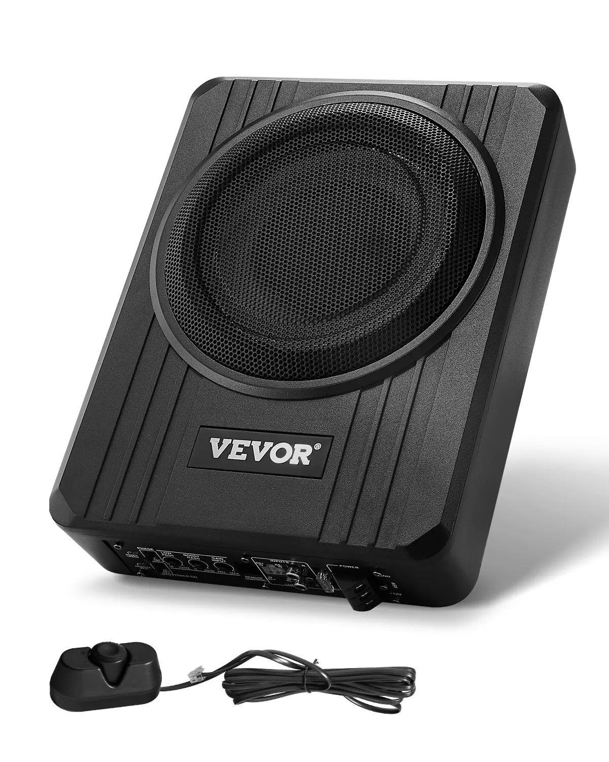 【summerfinds】VEVOR 8" 400W Underseat Car Subwoofer, Slim Powered Car Subwoofers Under the Seat, Low Profile Audio Sub Built-in Amplifier, High/Low Level Input & Volume Controller for SUVs, Car, Truck, RV