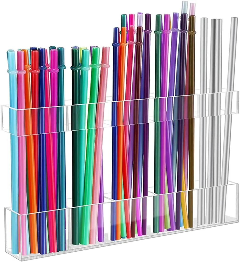 9.5In  Straw Holder for Cabinet Door -  Tumbler Transparent Straw Organizer Storage, straw holder for cabine,Small Kitchen Accessories Container Without Backboard