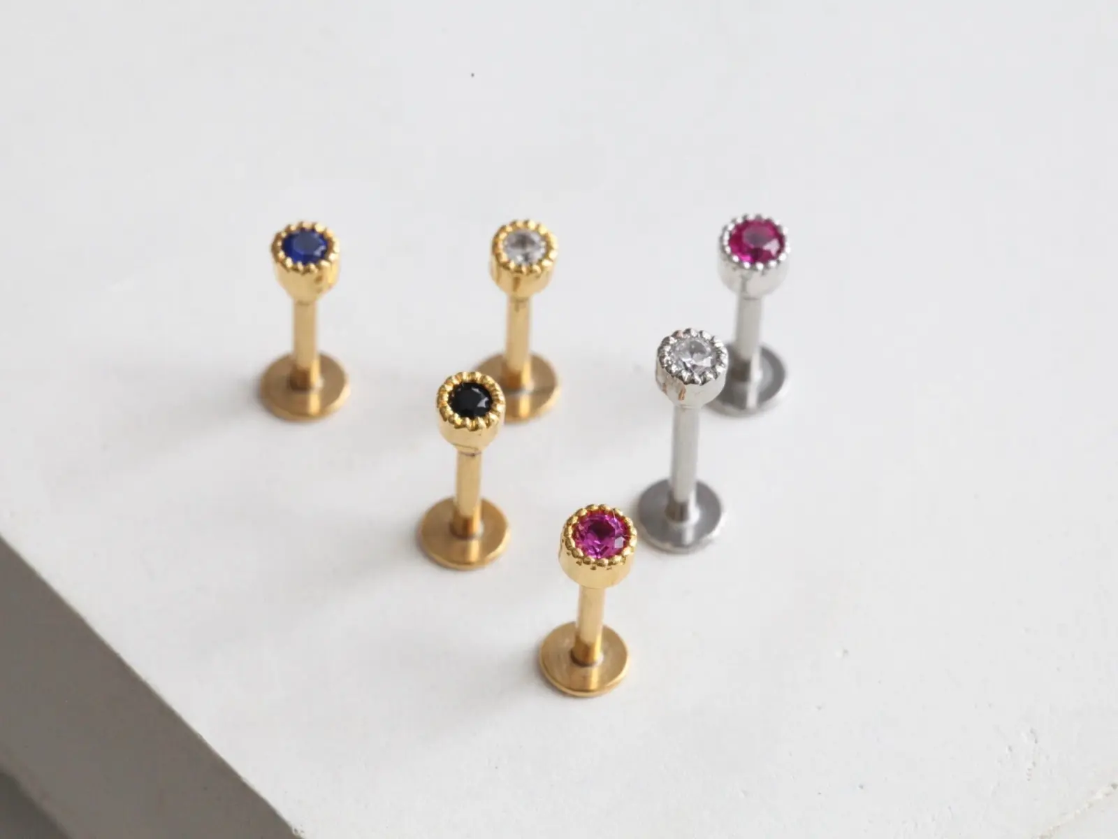 Tiny Cartilage Earring • 4mm Flatback Stud • Teeny Medusa Jewelry • Small Tragus Helix Earring • Threadless Pushback Forward Helix Studs