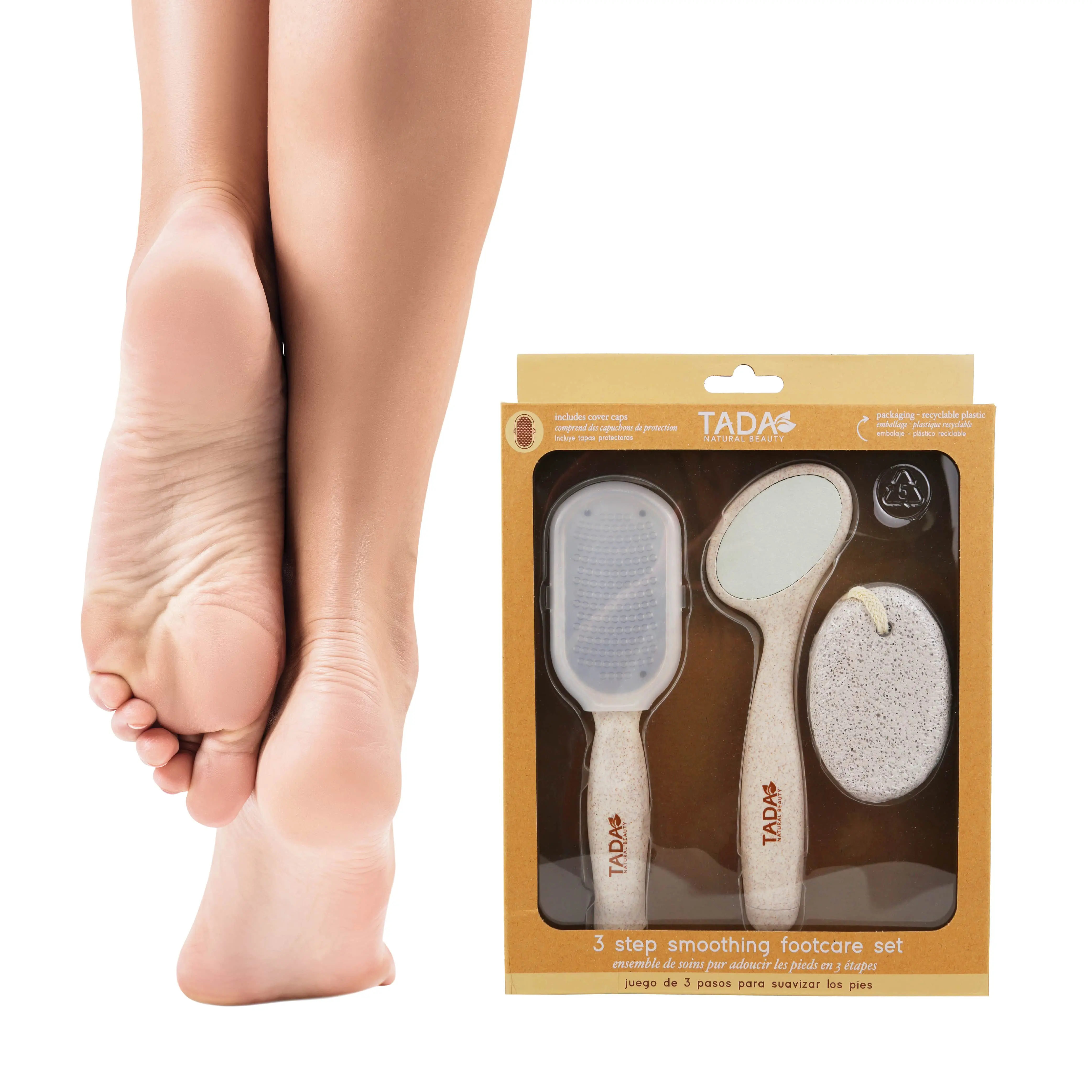 TADA Natural Beauty 3PK Set, Dual Side Foot Scrubber Set, Foot File Callus Remover for Dead Skin and Calloused Feet, Pumice Stone Foot Sander