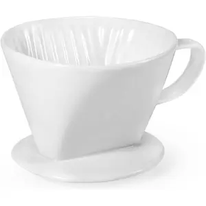 Pour Over Coffee Dripper Ceramic Pour Over Coffee Maker with 3 Holes Flat Bottom Easy Manual Brew Porcelain Slow Filter Cone for Travel Camping Office Home White