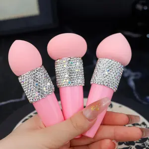 Three-Piece Rhinestone Makeup Sponge Set, Blending Tools for Foundation & Concealer, Wet & Dry Usability, Cute Design for Beauty Enthusiasts, Beauty Sponges
