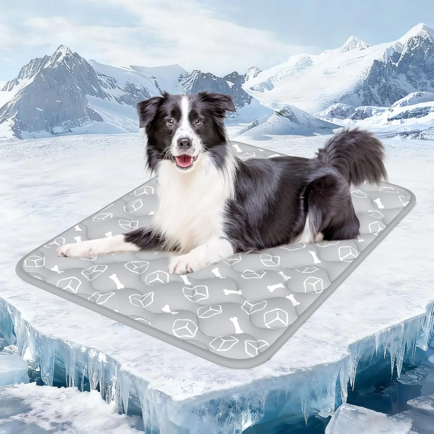 Rywell Dog Cooling Mat 2.0, Elegant Grey, 44"*32" Thick & Durable Cooling Mat for Extra Large Dogs, Extended Cooling with Waterproof & Color-Changing Arc-Chill Fiber (Q-Max>0.5), Ideal for Summer Northland Supply Chain Management(Dongguan) Co.,Ltd