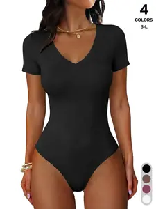 Women's V-Neck Shapewear Dress, Waist Cinching Slimming Bodycon One-Piece, Casual Plain Romper for All Seasons, Comfortable & Stylish, Faja Shapewear Romper