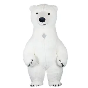 Inflatable plush polar bear costume/outfit for Halloween, weddings, themed parties, sports events, marketing campaigns, and cosplay.