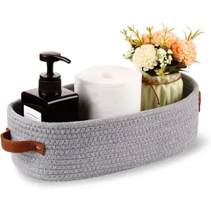 Cotton Rope Woven Storage Basket, Desktop Sundries Storage Box, Household Cosmetics Snack Basket, Home Organizer,7 Colors Available