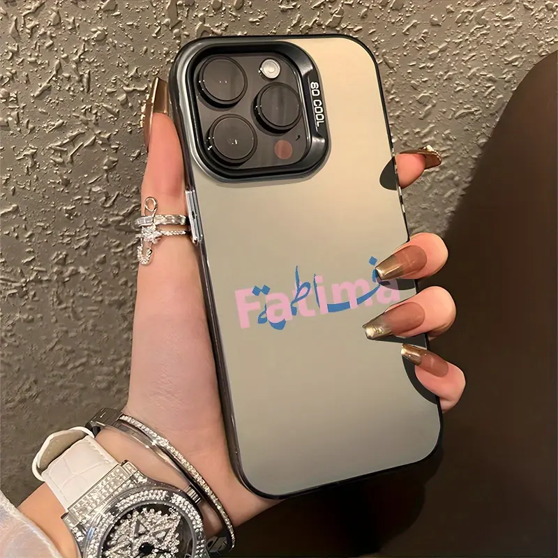 Personalized Arabic Typography Aesthetic TPU Plastic Smartphone Case - Name Print for Fatima, Shockproof Protection Accessory, Compatible with iPhone 11,12 Pro Max,13,14,15,16 Pro Max,16E, Ideal Birthday Gift