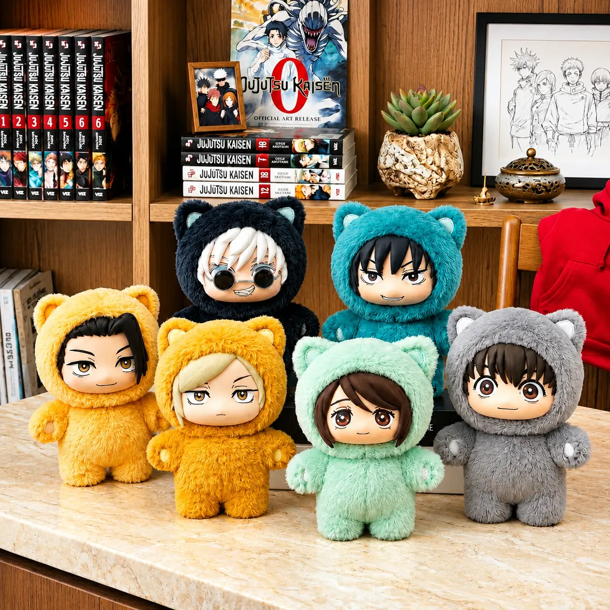 Jujutsu Kaisen Plush Blind Box Dolls - Blindbags Keychain Mystery Box, Authentic Anime Merch with Gojo, Geto, Fushiguro, Nanami, Shoko, Haibara, High-Quality SatoSugu Cat Ear Plush Bag Charm for JJK Fans