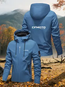 Men's Hooded Outdoor Fleece Jacket Cfmoto Racing Design Multicolor Sports Functional Fit Ideal for Motorcycle Riding Daily Wear Breathable Durable Comfort Warm