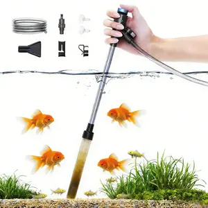 water circulation SEAOURA Mini Manual Aquarium Gravel Vacuum Cleaner 4 in 1 Kit with Adjustable Siphon Pump & Filter Basket Net for Small Tanks Under 10 Gallons Easy to Use No Electricity Needed Auto-Siphon Brewing