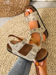 Women's Retro Star Floral Flat Sandals, Comfortable Soft Sole Anti-Slip Casual Shoes, Summer Fashion Beach Walkers, Versatile Lazy Slip-Ons